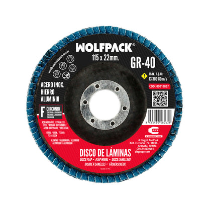 Disco Laminas Lija Circonio Inox - Plus 115x22 mm. grano 40