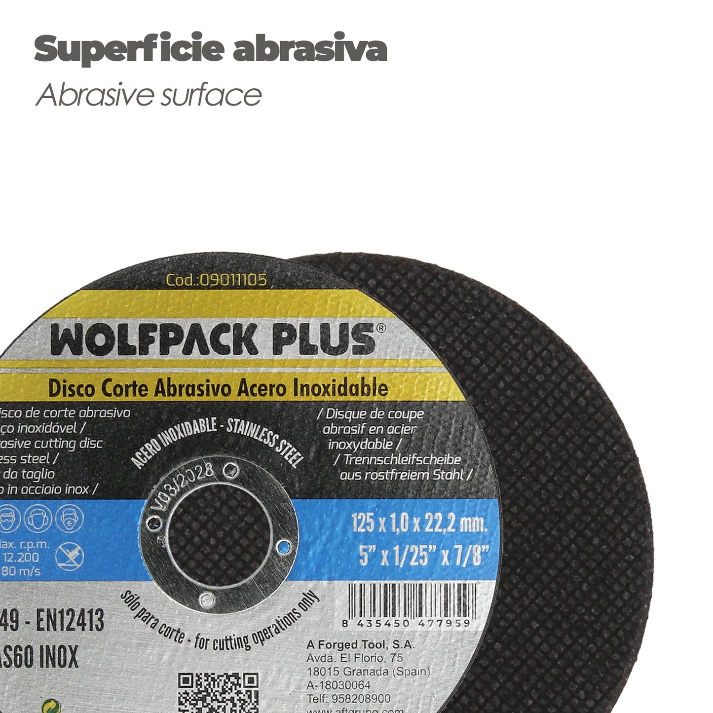 Disco Corte Abrasivo Acero Inoxidable Ø 125 x 22,2 Mm. Espesor 1,0 Mm.