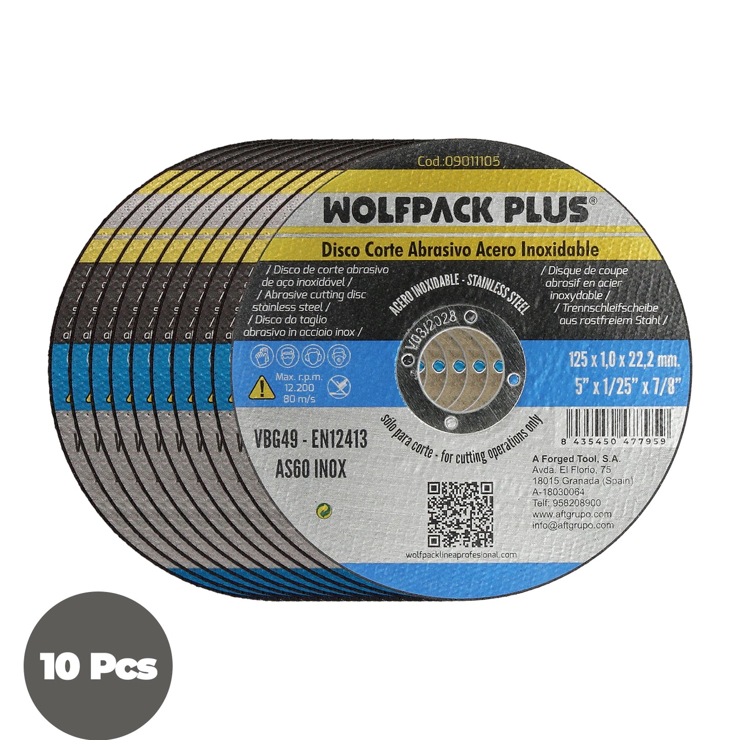 Disco Corte Abrasivo Acero Inoxidable Ø 125 x 22,2 Mm. Espesor 1,0 Mm.