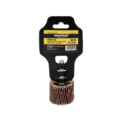 Medição do ventilador de lixamento grão 80 Ø 30 x 25 mm. Disco abrasivo de aba, rodas de mil folhas, rodas abrasivas, lixamento, esmerilhamento, polimento
