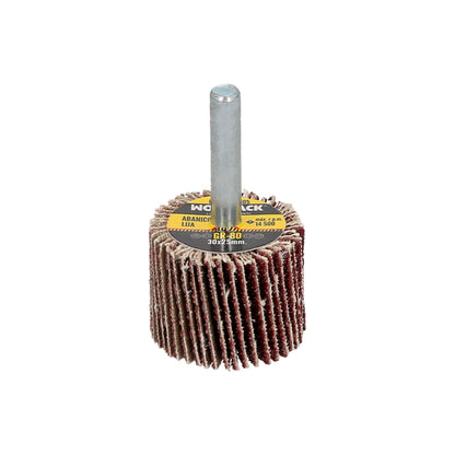 Medição do ventilador de lixamento grão 80 Ø 30 x 25 mm. Disco abrasivo de aba, rodas de mil folhas, rodas abrasivas, lixamento, esmerilhamento, polimento