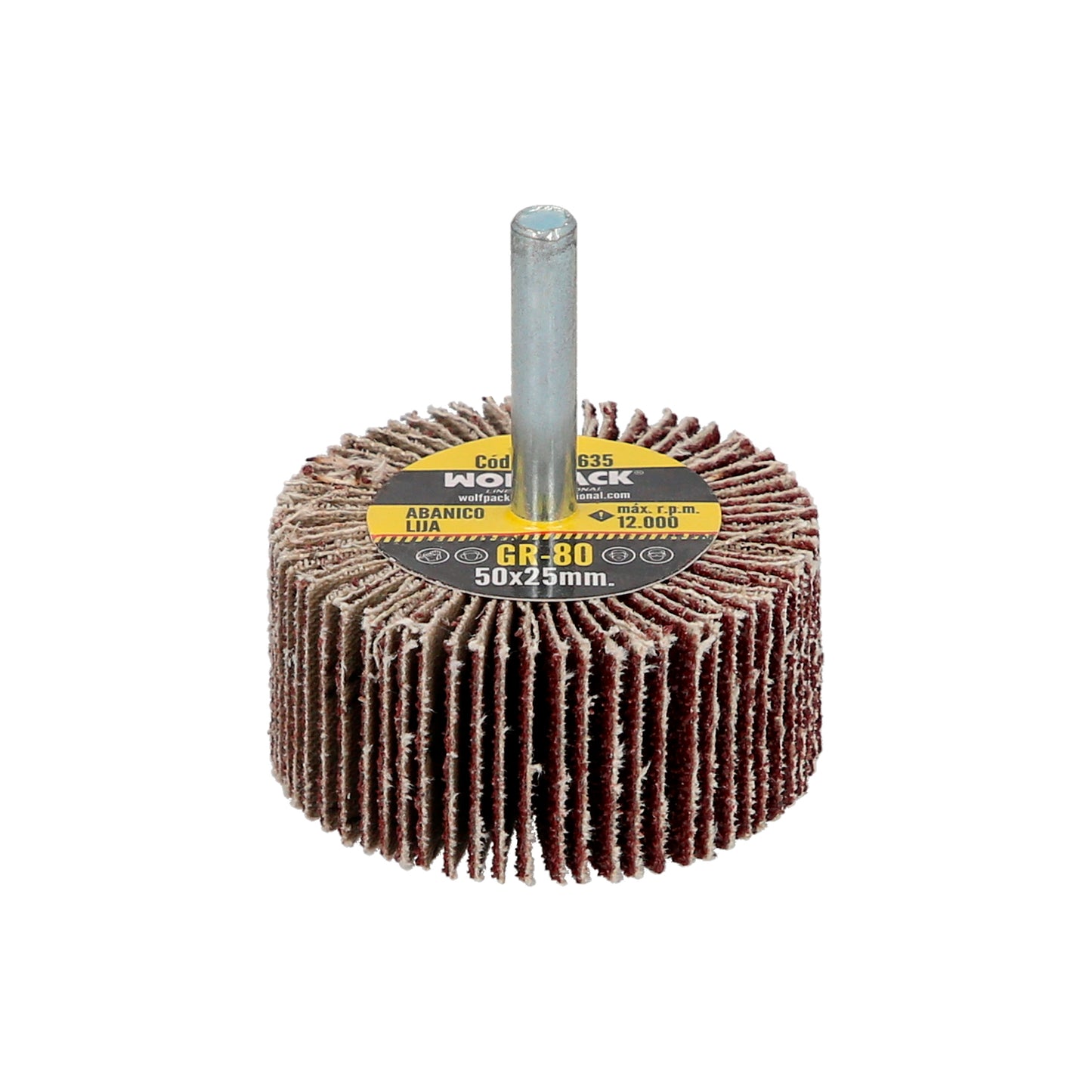 Medição do ventilador de lixamento grão 80 Ø 50 x 25 mm. Disco abrasivo de aba, rodas de mil folhas, rodas abrasivas, lixamento, esmerilhamento, polimento