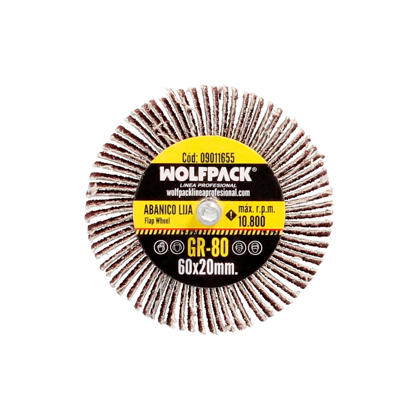 Ventilador de lixa grão 80 Medição Ø 60 x 20 mm. Disco abrasivo de aba, rodas de mil folhas, rodas abrasivas, lixamento, esmerilhamento, polimento