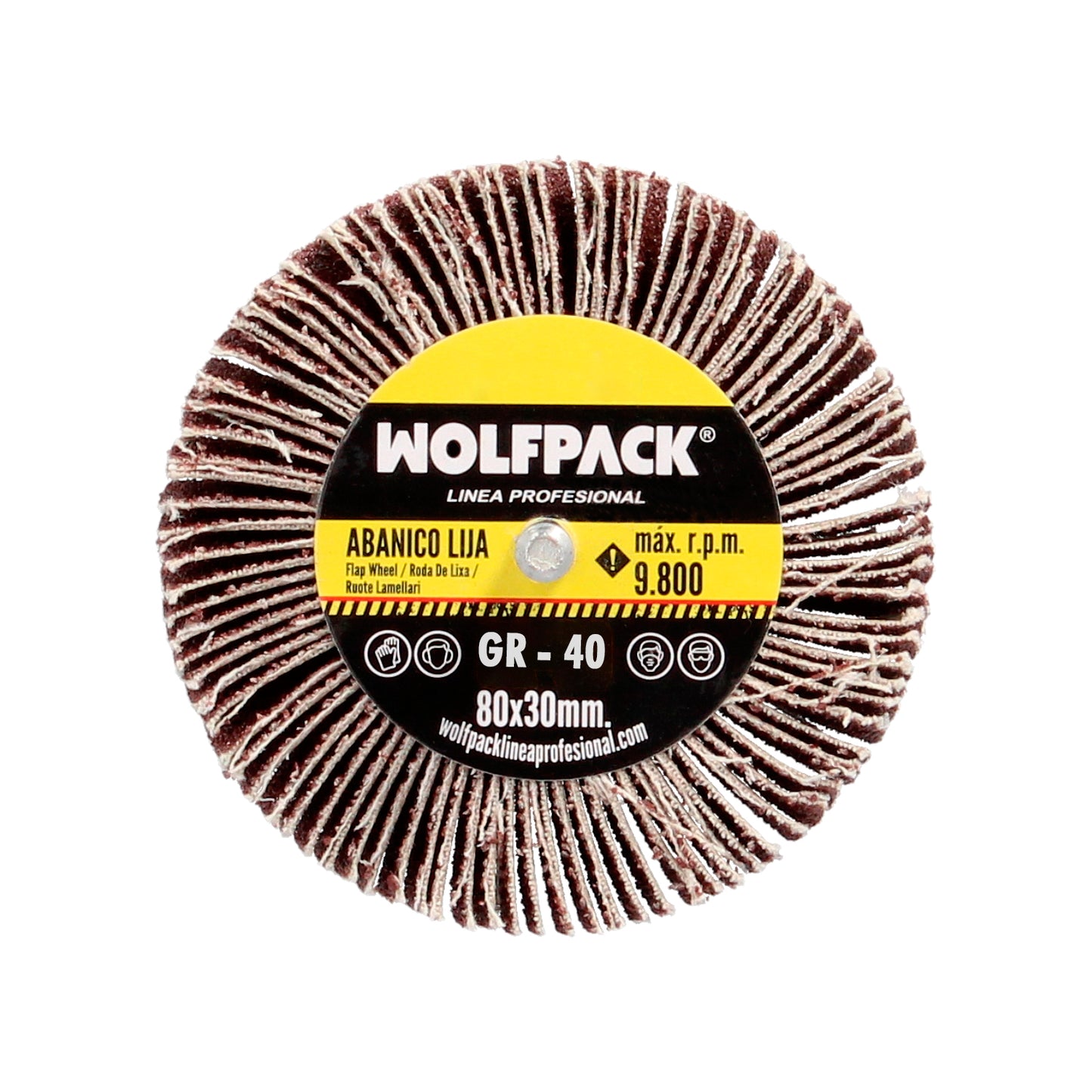 Medição do ventilador de lixamento de grão 40 Ø 80 x 30 mm. Disco abrasivo de aba, rodas de mil folhas, rodas abrasivas, lixamento, esmerilhamento, polimento