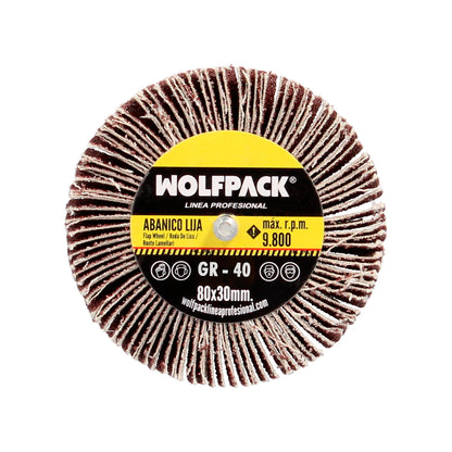 Medição do ventilador de lixamento de grão 40 Ø 80 x 30 mm. Disco abrasivo de aba, rodas de mil folhas, rodas abrasivas, lixamento, esmerilhamento, polimento