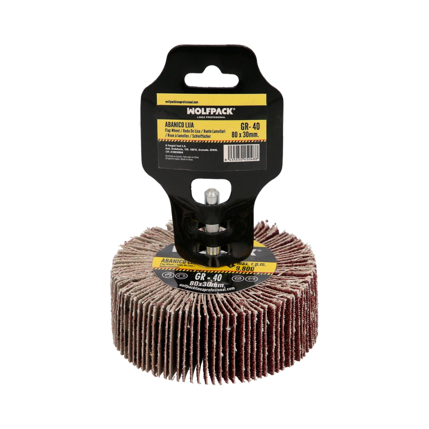 Medição do ventilador de lixamento de grão 40 Ø 80 x 30 mm. Disco abrasivo de aba, rodas de mil folhas, rodas abrasivas, lixamento, esmerilhamento, polimento