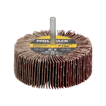 Medição do ventilador de lixamento de grão 40 Ø 80 x 30 mm. Disco abrasivo de aba, rodas de mil folhas, rodas abrasivas, lixamento, esmerilhamento, polimento