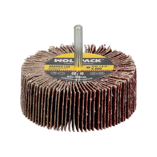 Medição do ventilador de lixamento de grão 40 Ø 80 x 30 mm. Disco abrasivo de aba, rodas de mil folhas, rodas abrasivas, lixamento, esmerilhamento, polimento