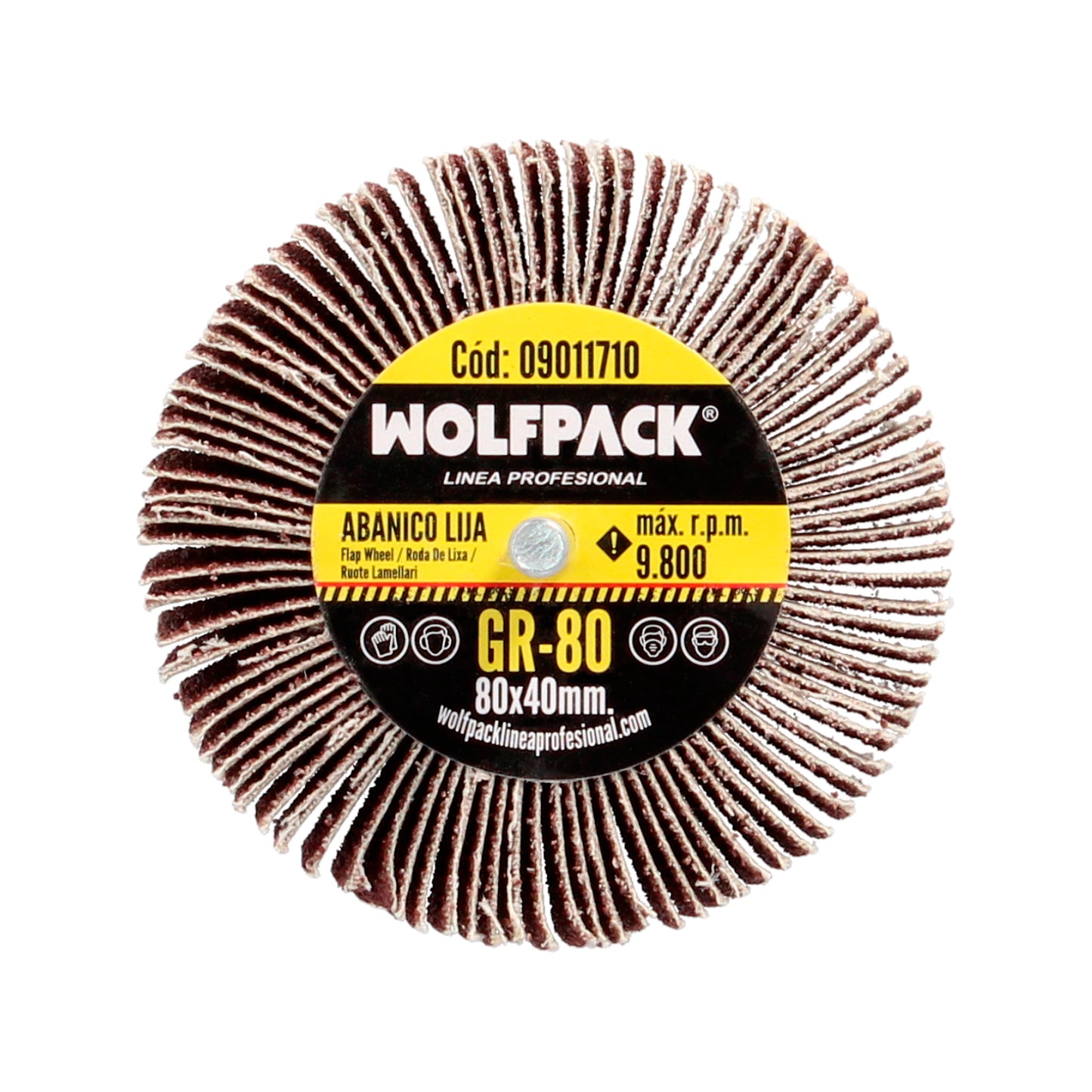 Medição do ventilador de lixamento grão 80 Ø 80 x 40 mm. Disco abrasivo de aba, rodas de mil folhas, rodas abrasivas, lixamento, esmerilhamento, polimento