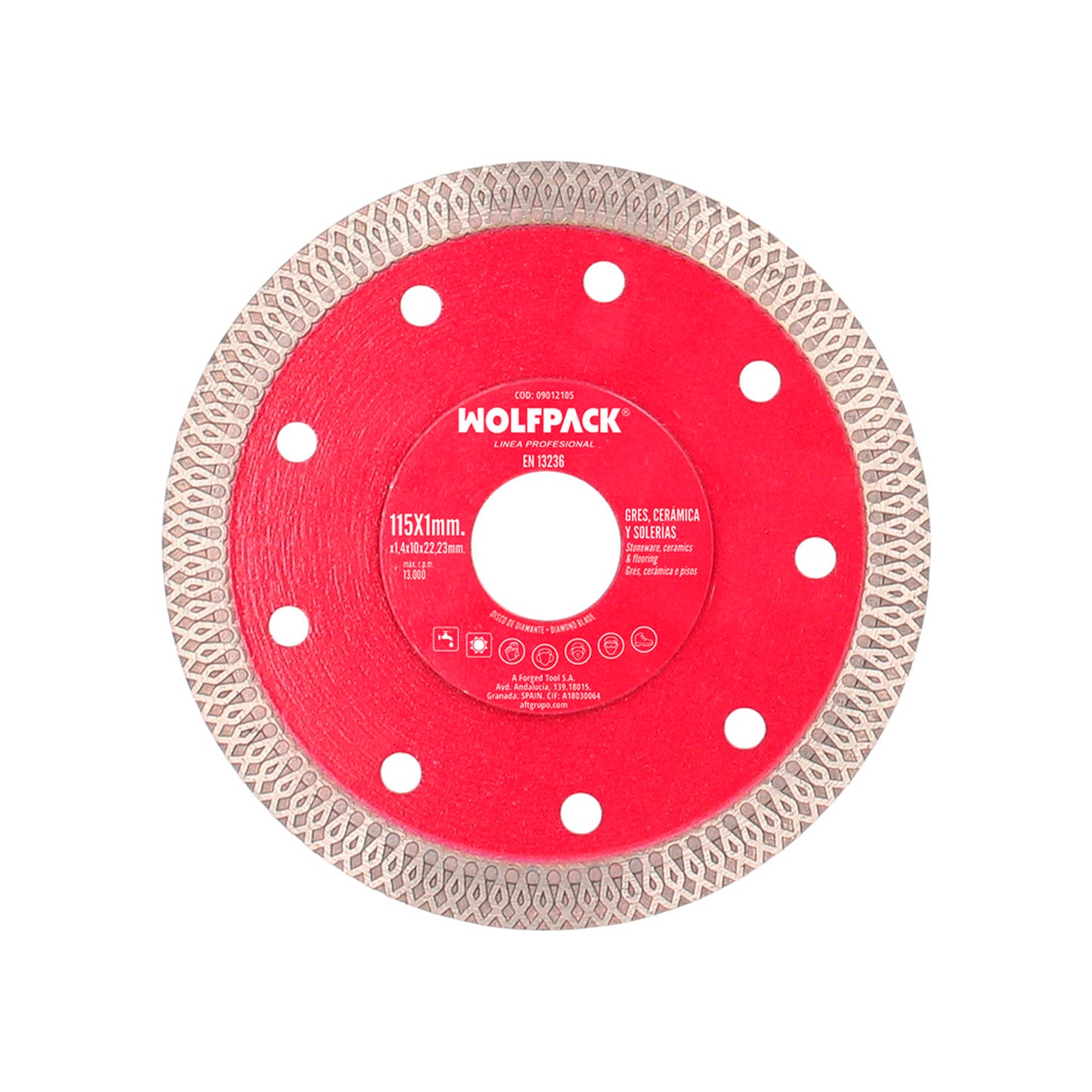 Disco diamantado Ø 115 mm. Porcelanato, Grés, Cerâmica, Pisos. Segmento de diamante 10 mm.