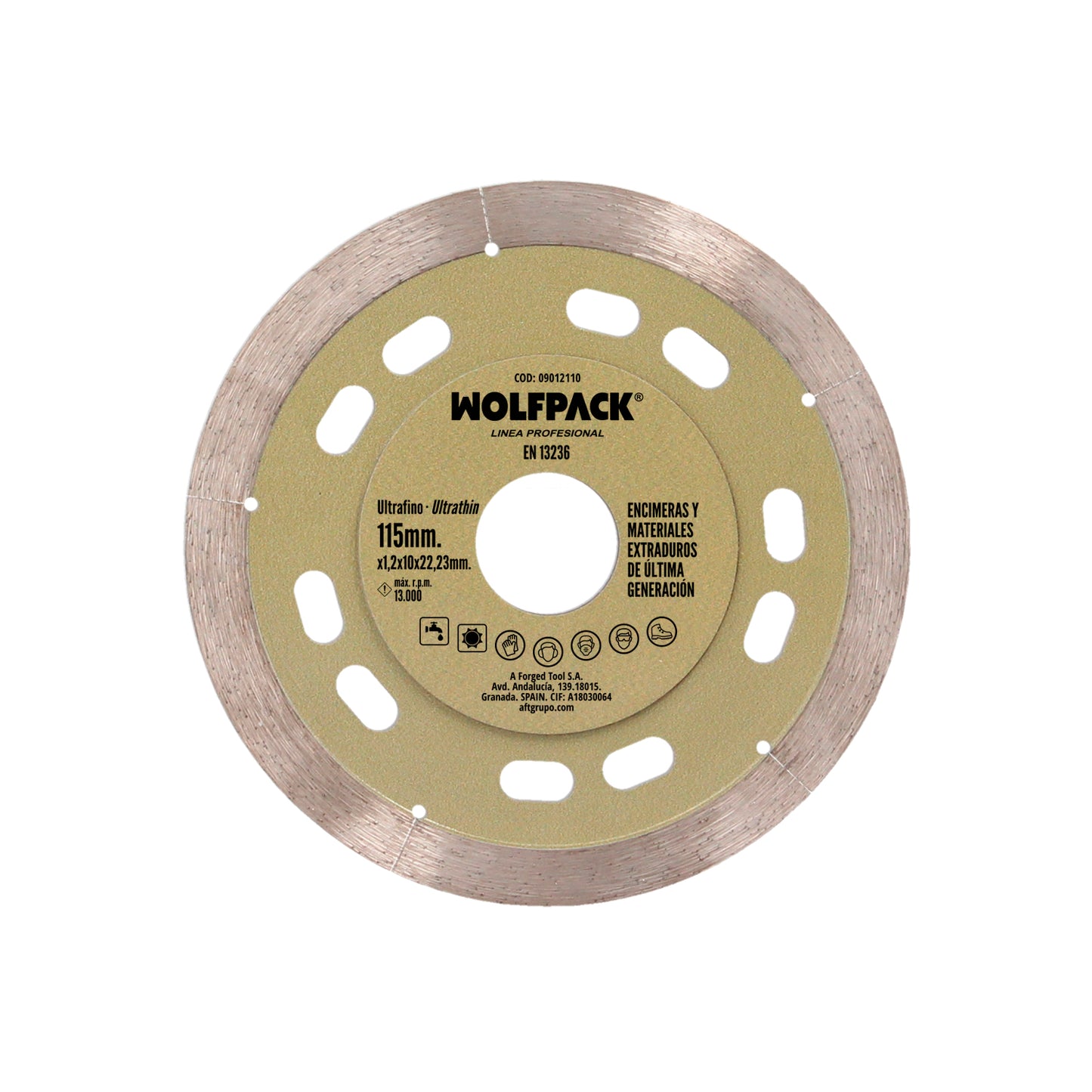 Disco diamantado Ø 115 mm. Materiais de última geração. Segmento de 10 mm.