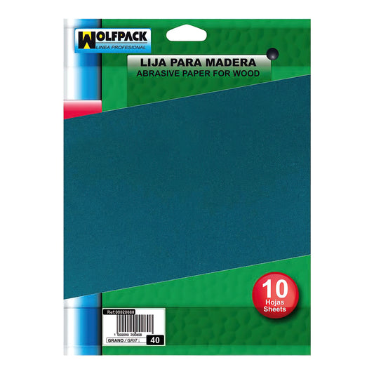 Lija Madera Grano 80 (Pack 10 pliegos)