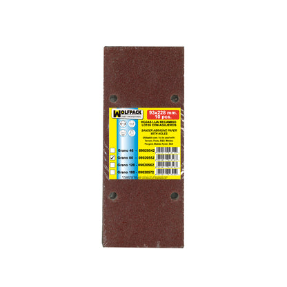 Lija Recambio Con Velcro 93x228 mm. con Agujeros Grano  80 (10 Piezas)