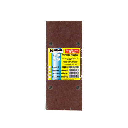 Lixa de substituição 93x228 mm. com furos grão 120 (10 peças)