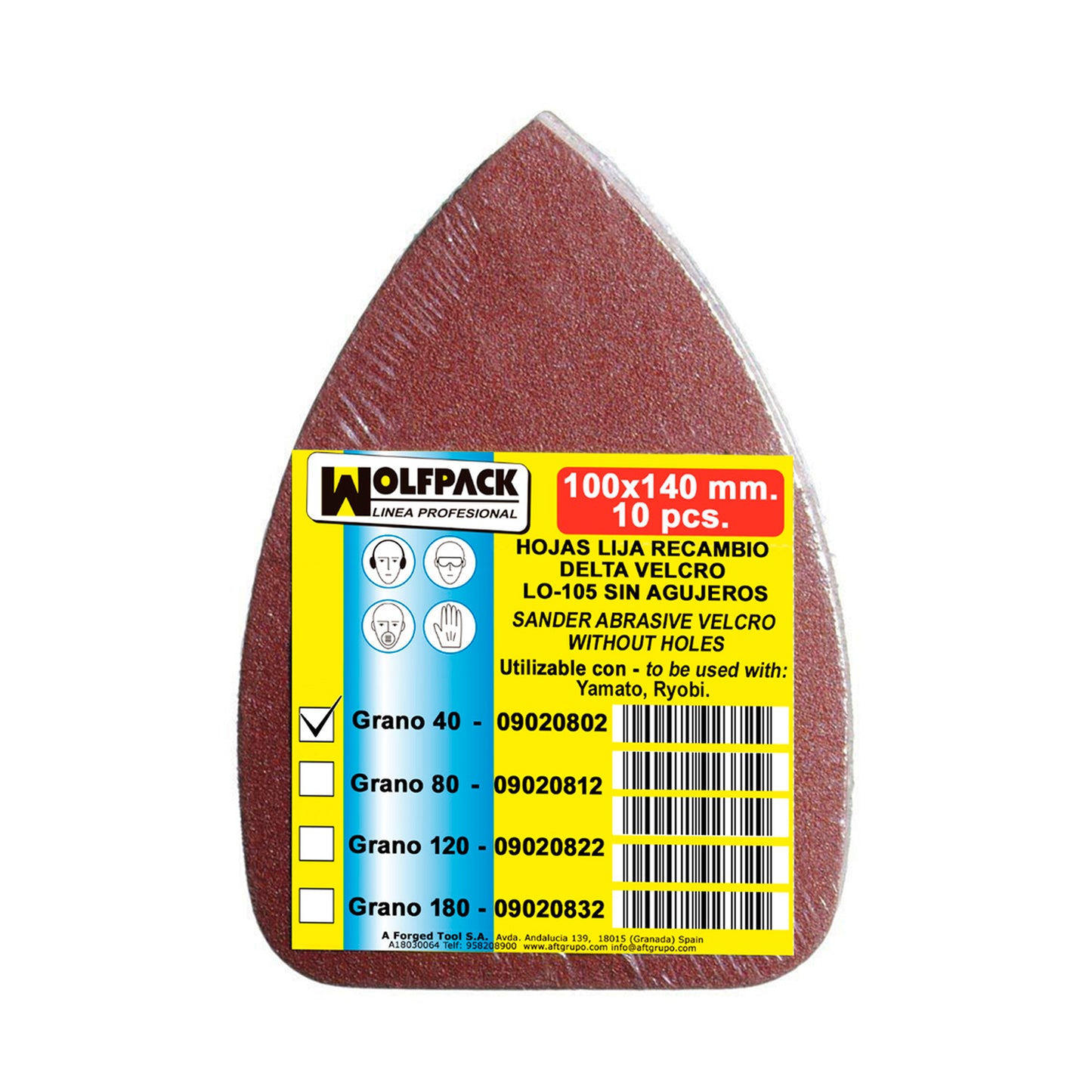 Lija Recambio Delta  140x100 mm. Sin Agujeros Grano 40 (10 Piezas)
