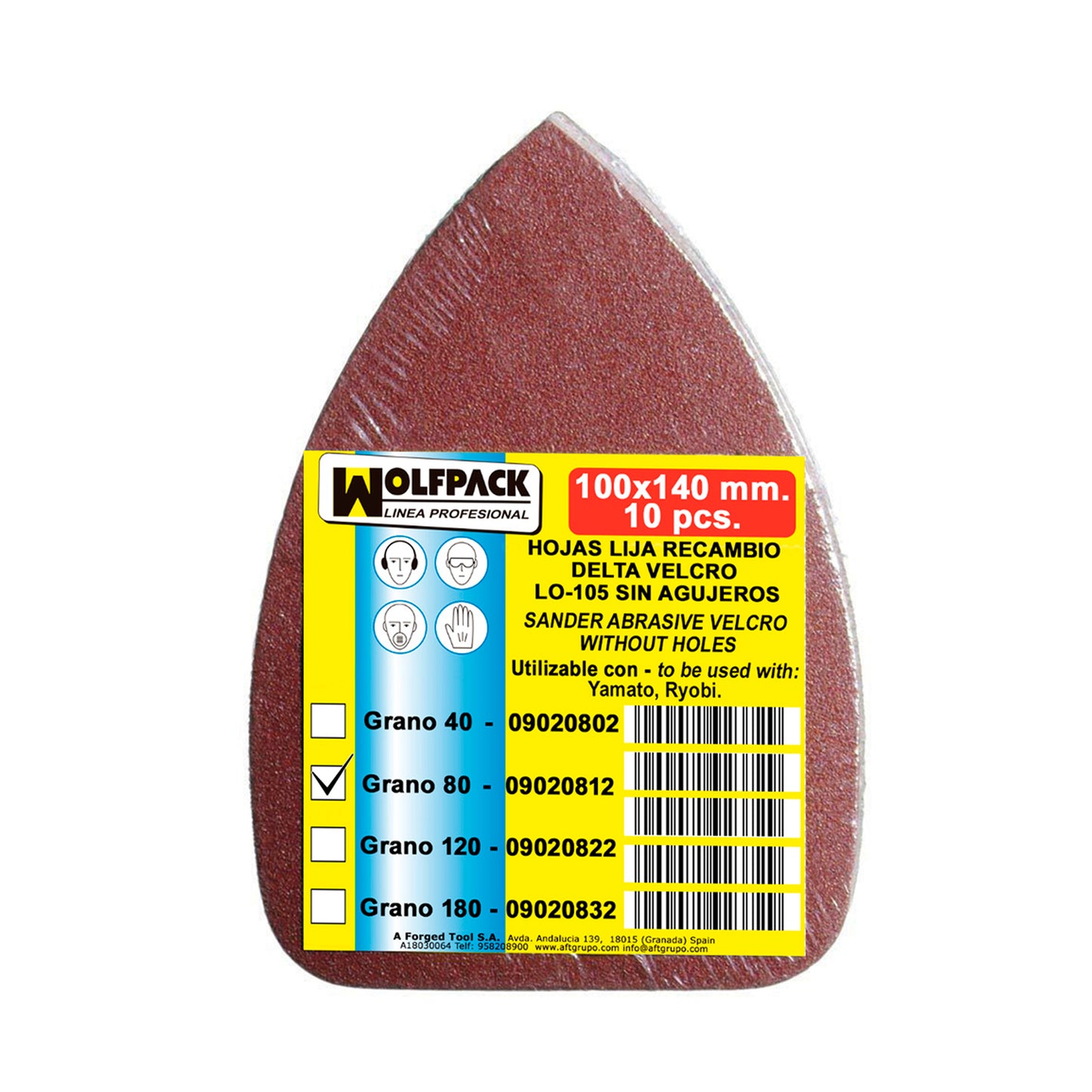 Lixa de reposição Delta 140x100 mm. sem Furos Grão 80 (10 Peças)