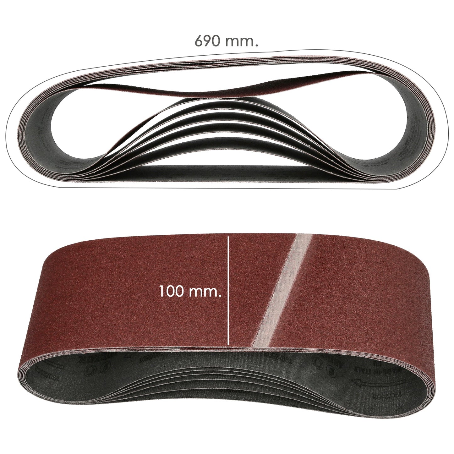 Lija Recambio Banda 100 x 690 mm. Grano 80 (6 Piezas)