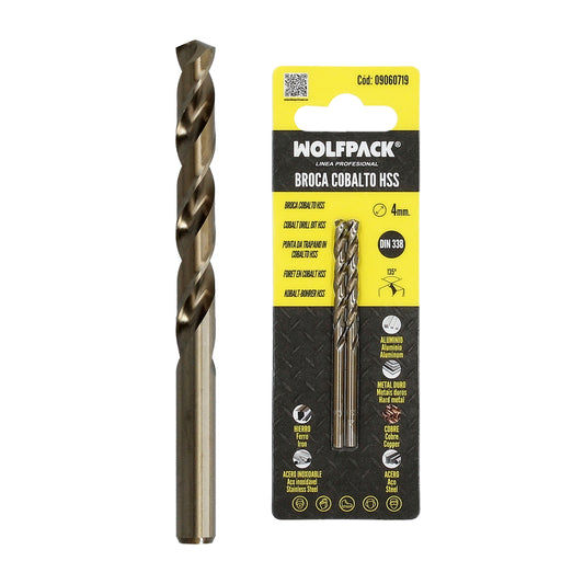 Broca Cobalto Hss Cilindrica 4,00 mm. Blister 2 Unidades.