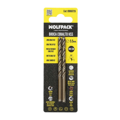 Broca Cobalto Hss Cilindrica 5,50 mm. Blister 2 Unidades.