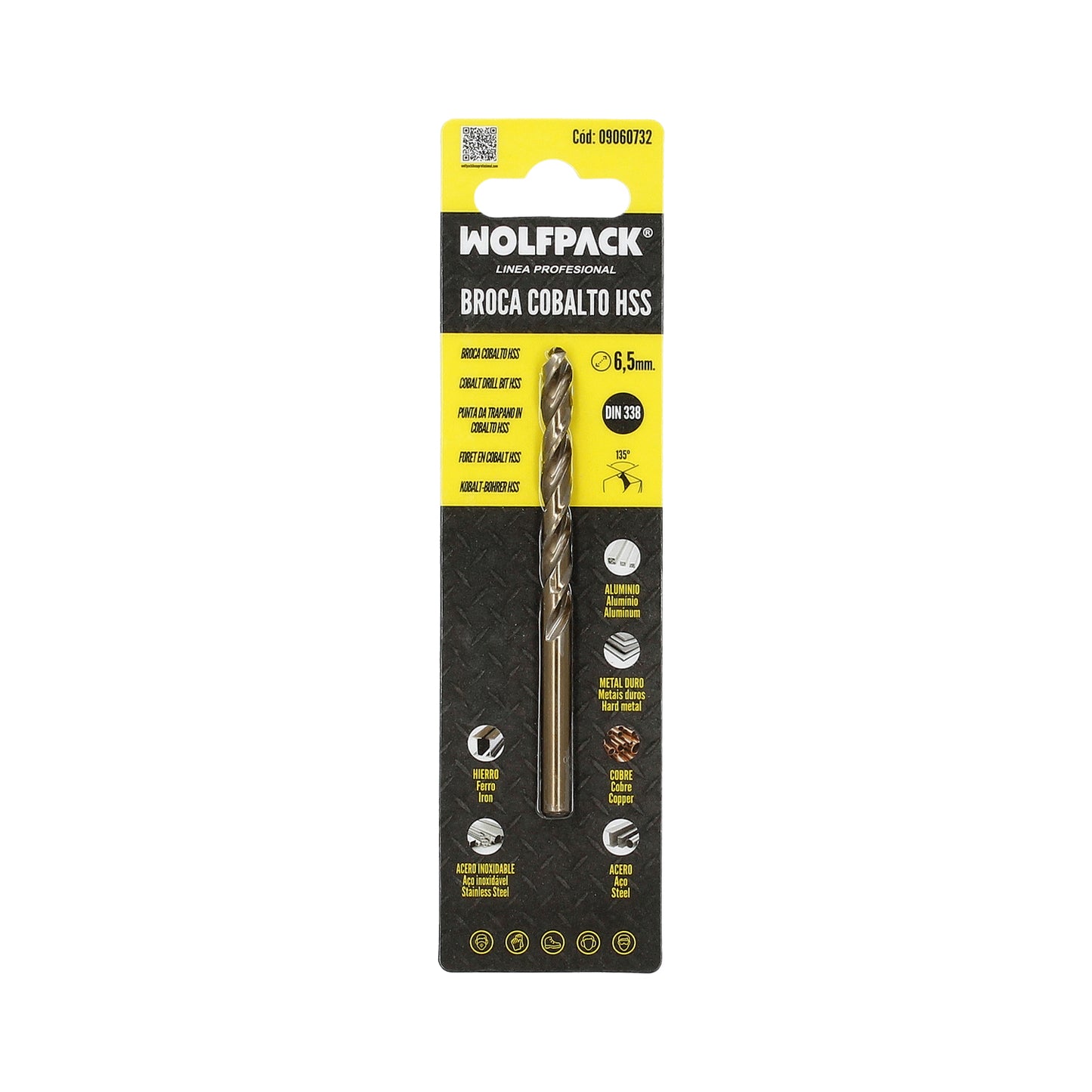Broca Cobalto Hss Cilindrica 6,50 mm. Blister 1 Unidad.