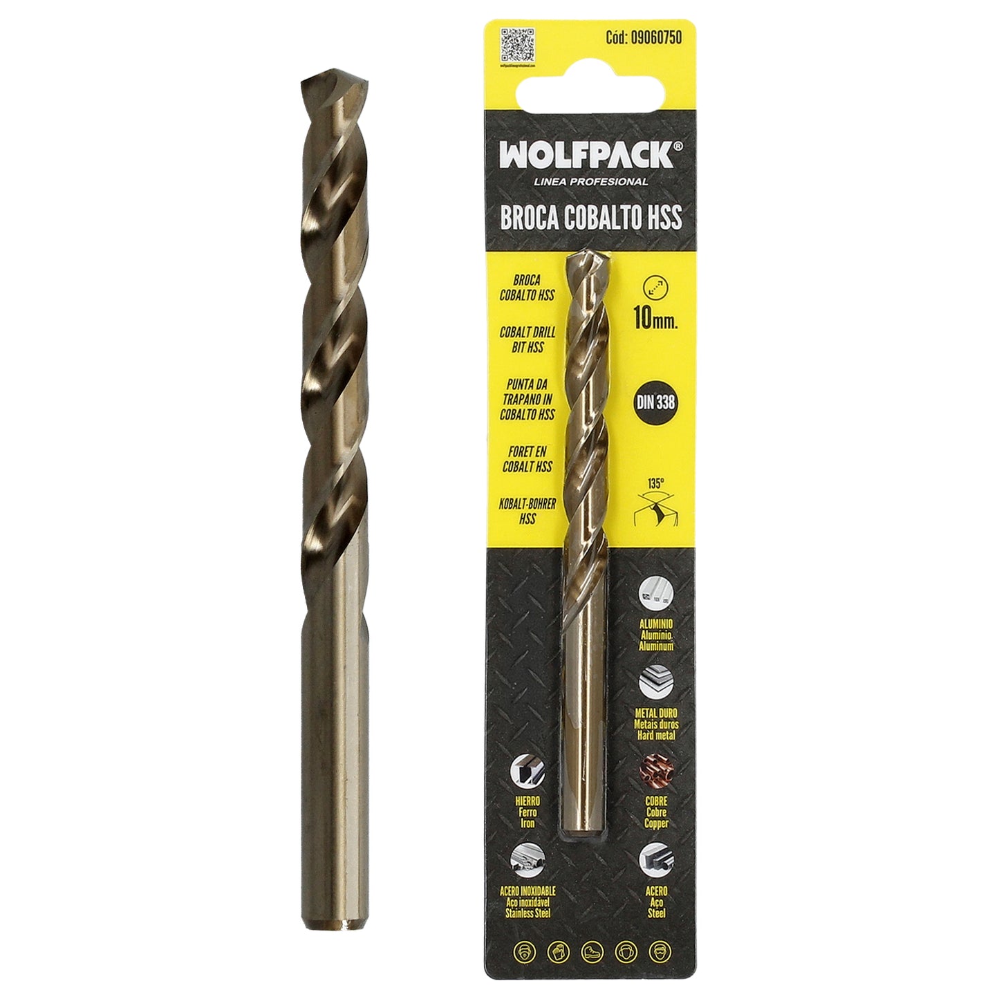 Broca Cobalto Hss Cilindrica 10,00 mm. Blister 1 Unidad.