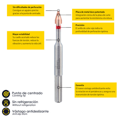 Broca Alpen para Porcelanas Muito Duras Ø 10 mm. Conjunto 2 bits. Sem refrigeração,