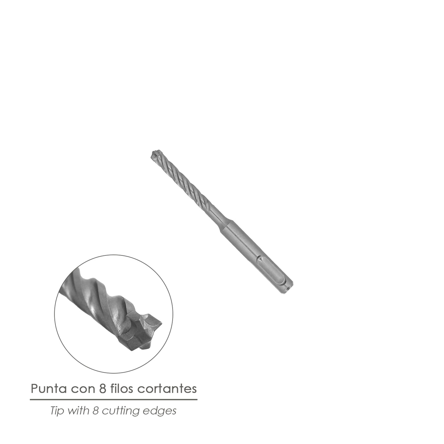 Broca Sds Plus 8 Filos Cortantes Especial Para Hormigon Armado Ø 5 x 110 mm. Broca Paredes, Broca Cimientos, Broca Muros