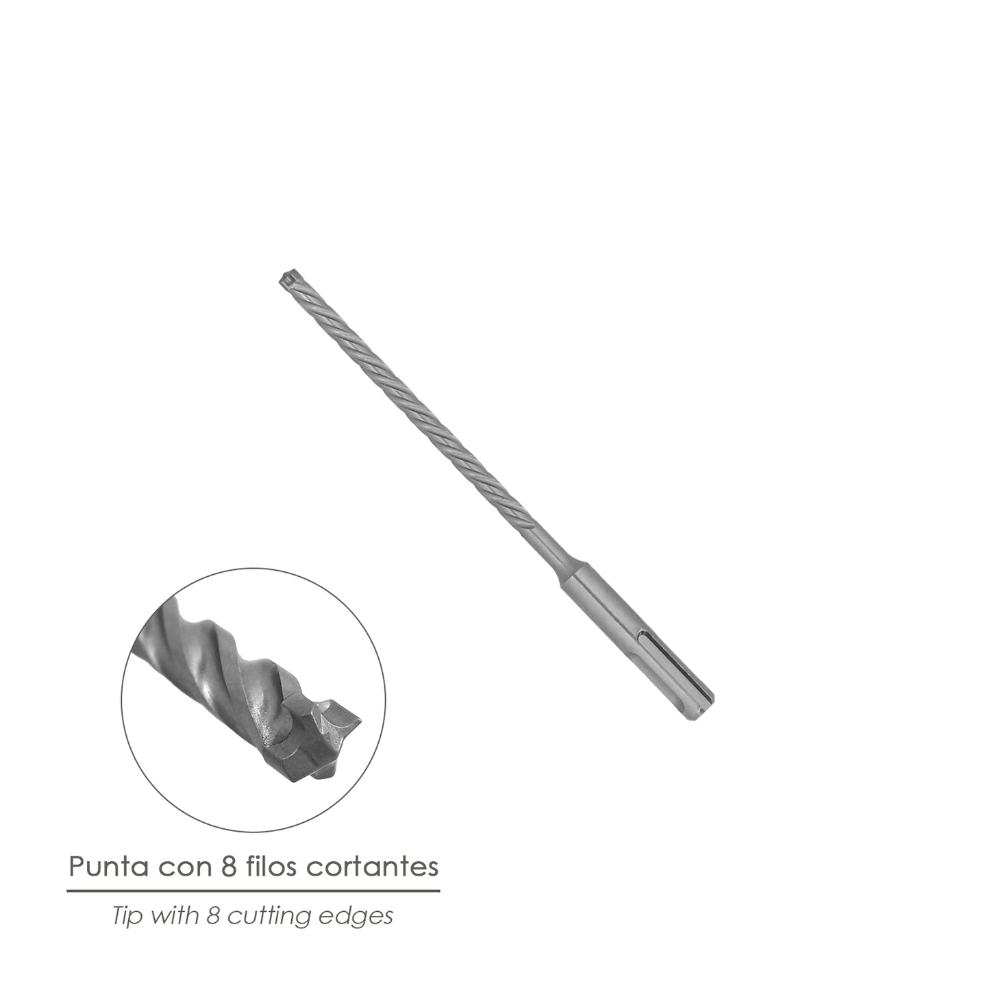 Broca Sds Plus 8 Filos Cortantes Especial Para Hormigon Armado Ø 8 x 160 mm. Broca Paredes, Broca Cimientos, Broca Muros