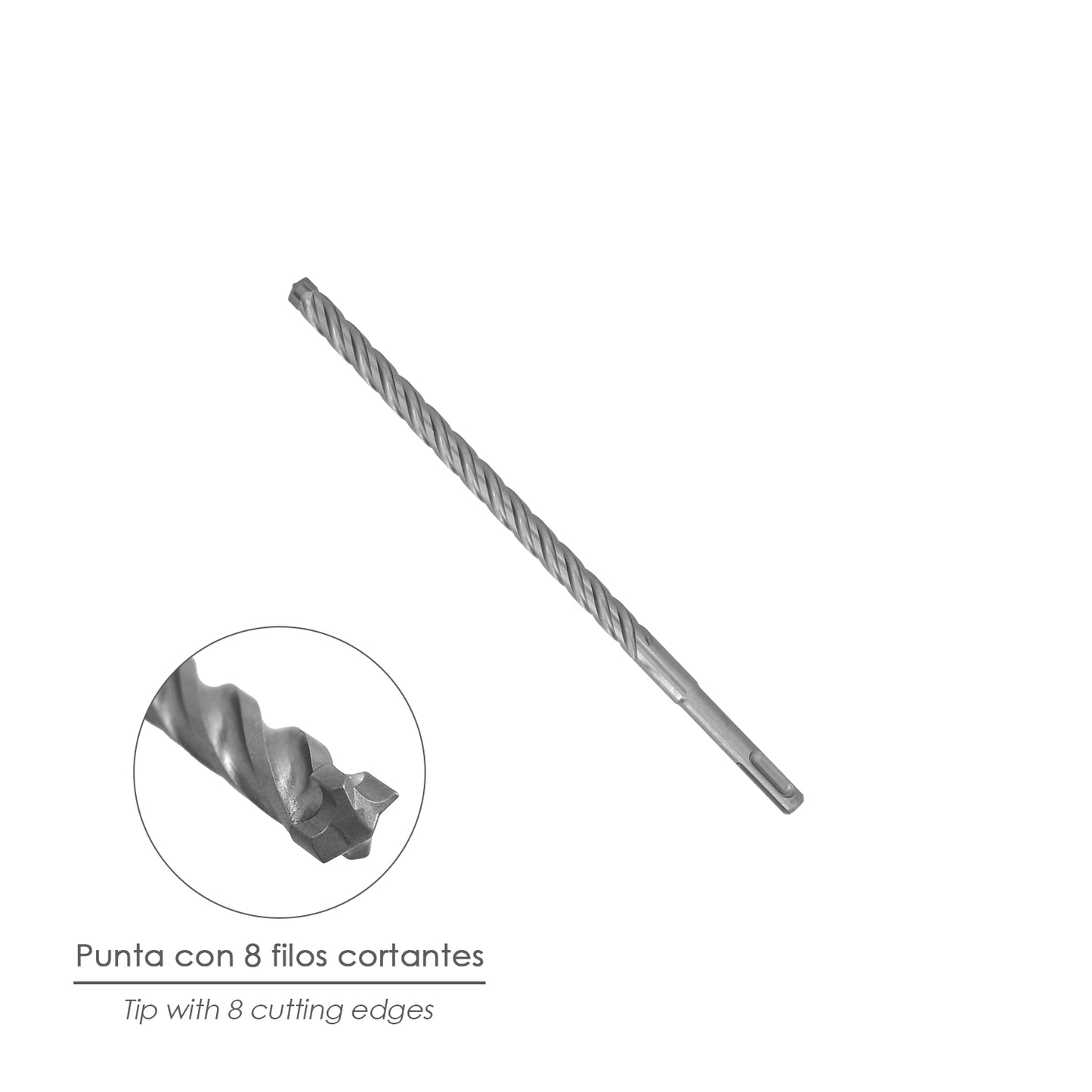 Broca Sds Plus 8 Filos Cortantes Especial Para Hormigon Armado Ø 12 x 260 mm. Broca Paredes, Broca Cimientos, Broca Muros