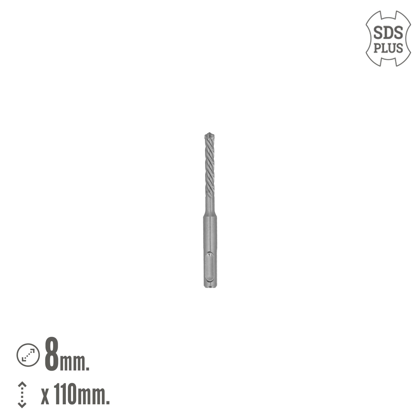 Broca Sds Plus 8 Filos Cortantes Especial Para Hormigon Armado Ø 8 x 110 mm. Broca Paredes, Broca Cimientos, Broca Muros