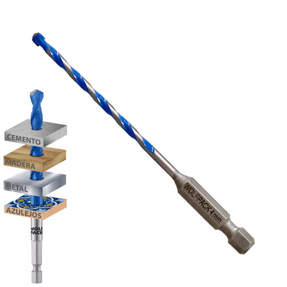 Broca Universal Hexagonal  Ø 4,0 mm. (Blister 1 Pieza) Broca Azulejos, Cerámica, Mármol, Hormigón, Metal, Madera, Plástico