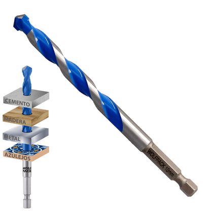 Broca Universal Hexagonal  Ø 10,0 mm. (Blister 1 Pieza) Broca Azulejos, Cerámica, Mármol, Hormigón, Metal, Madera, Plástico