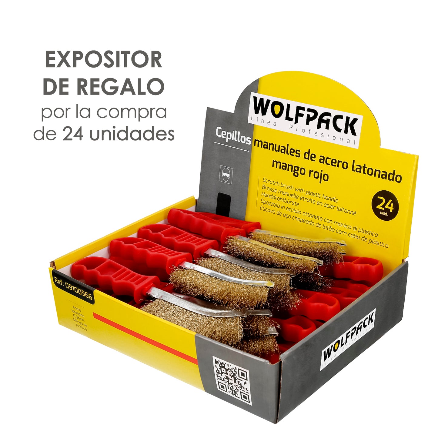 Cepillo Acero Latonado Mango Rojo 25 cm. cepillo Eliminación Oxido, Pintura, Pulido De Metales.