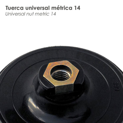 Placa Moedor de Nylon Com Velcro Ø 178 mm. Âncora de rosca M14