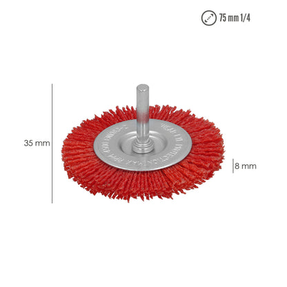 Cepillo Nylon Disco Ø 75 mm. 1/4".