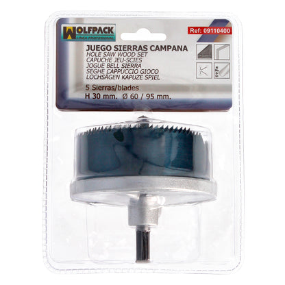 Conjunto de serras de sino 30 mm. Ø60/95mm. 5 peças