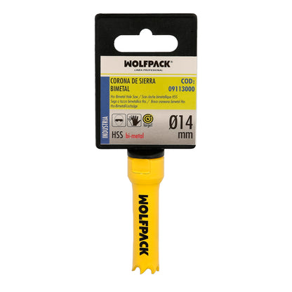 Serra de coroa bimetálica Ø 14 mm. Base Reforçada e Temperada Térmica. Coroa de madeira, furos de madeira, aço, ferro, plásticos