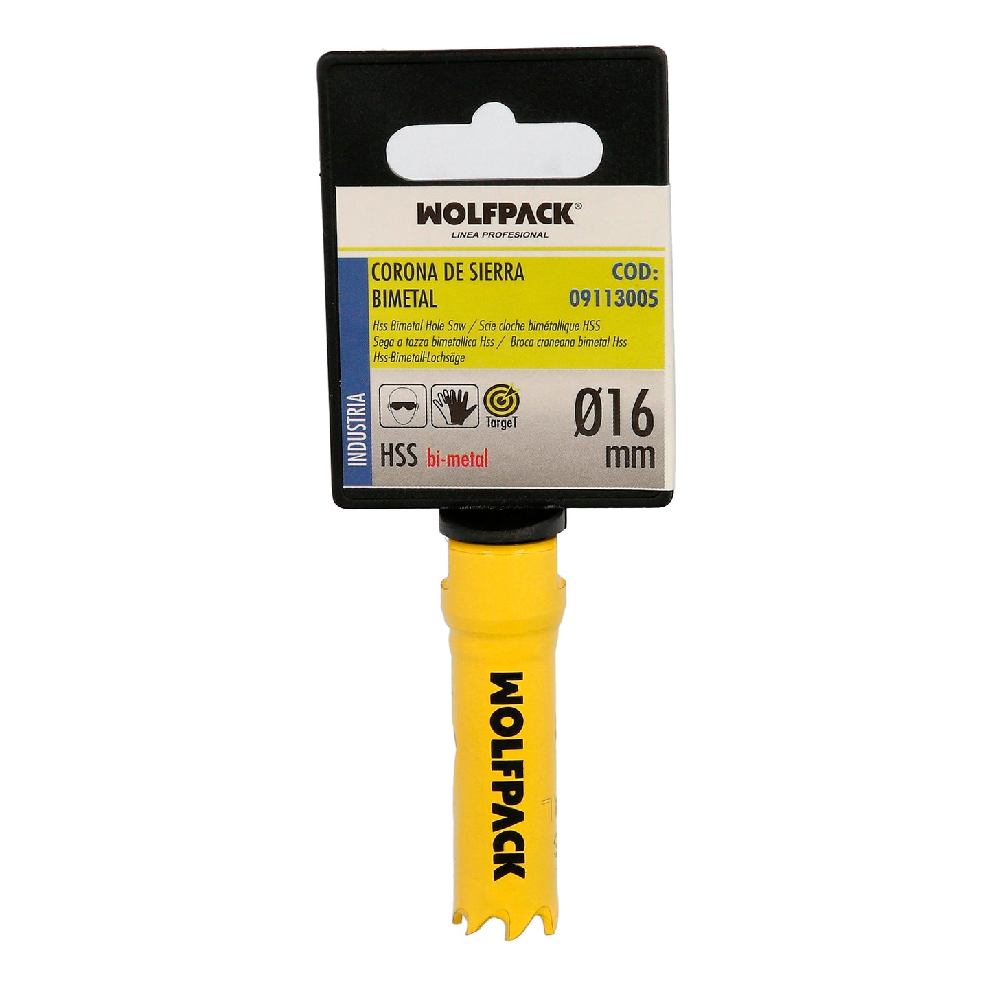 Serra de coroa bimetálica Ø 16 mm. Base Reforçada e Temperada Térmica. Coroa de madeira, furos de madeira, aço, ferro, plásticos