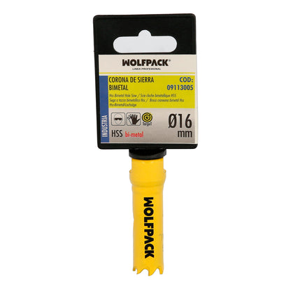 Serra de coroa bimetálica Ø 16 mm. Base Reforçada e Temperada Térmica. Coroa de madeira, furos de madeira, aço, ferro, plásticos