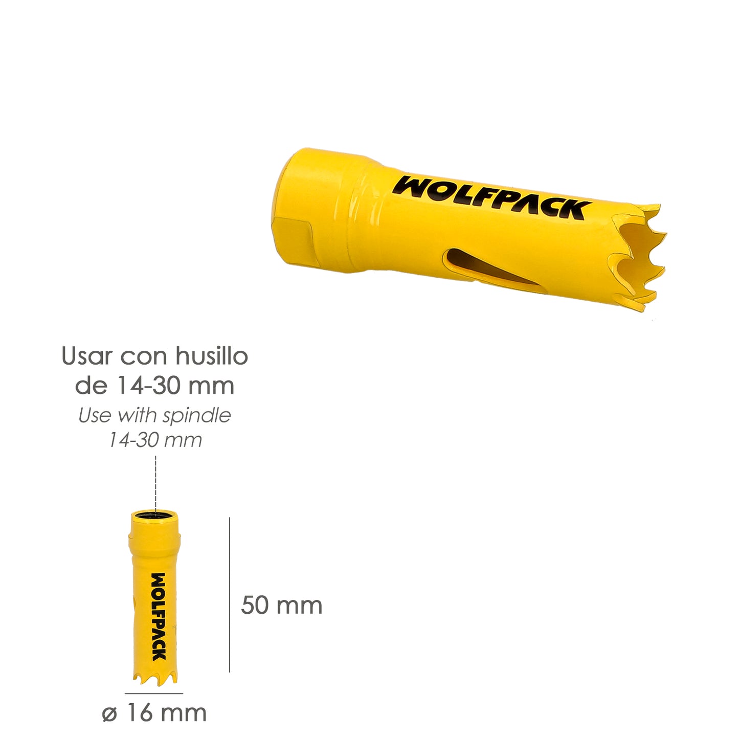 Serra de coroa bimetálica Ø 16 mm. Base Reforçada e Temperada Térmica. Coroa de madeira, furos de madeira, aço, ferro, plásticos
