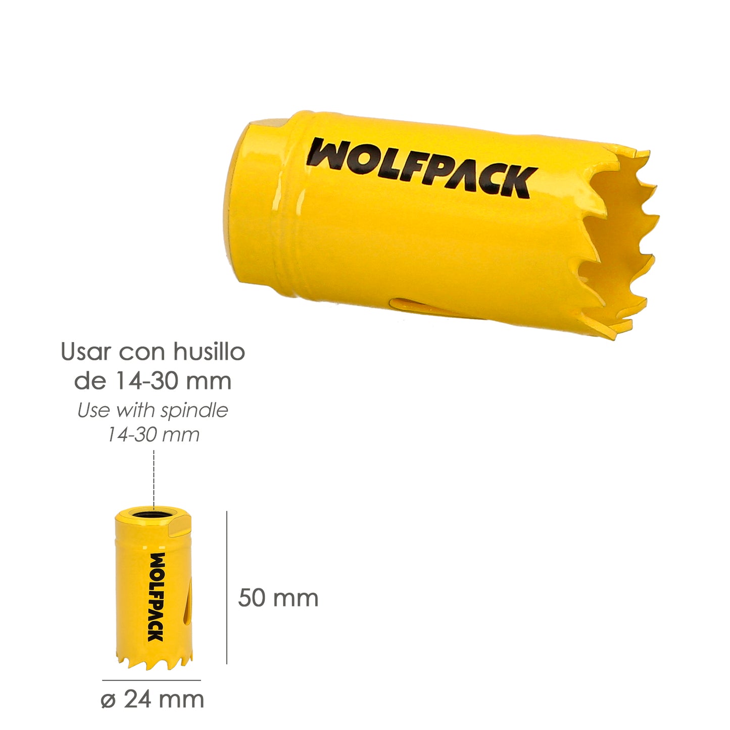 Serra de coroa bimetálica Ø 24 mm. Base Reforçada e Temperada Térmica. Coroa de madeira, furos de madeira, aço, ferro, plásticos