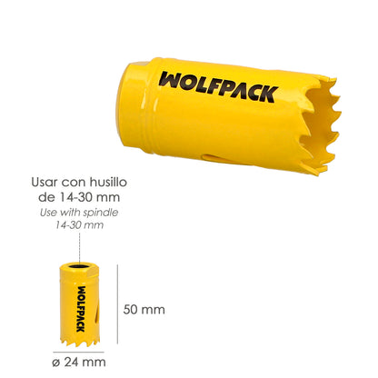 Serra de coroa bimetálica Ø 24 mm. Base Reforçada e Temperada Térmica. Coroa de madeira, furos de madeira, aço, ferro, plásticos