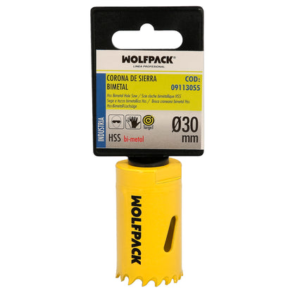 Serra de coroa bimetálica Ø 30 mm. Base Reforçada e Temperada Térmica. Coroa de madeira, furos de madeira, aço, ferro, plásticos