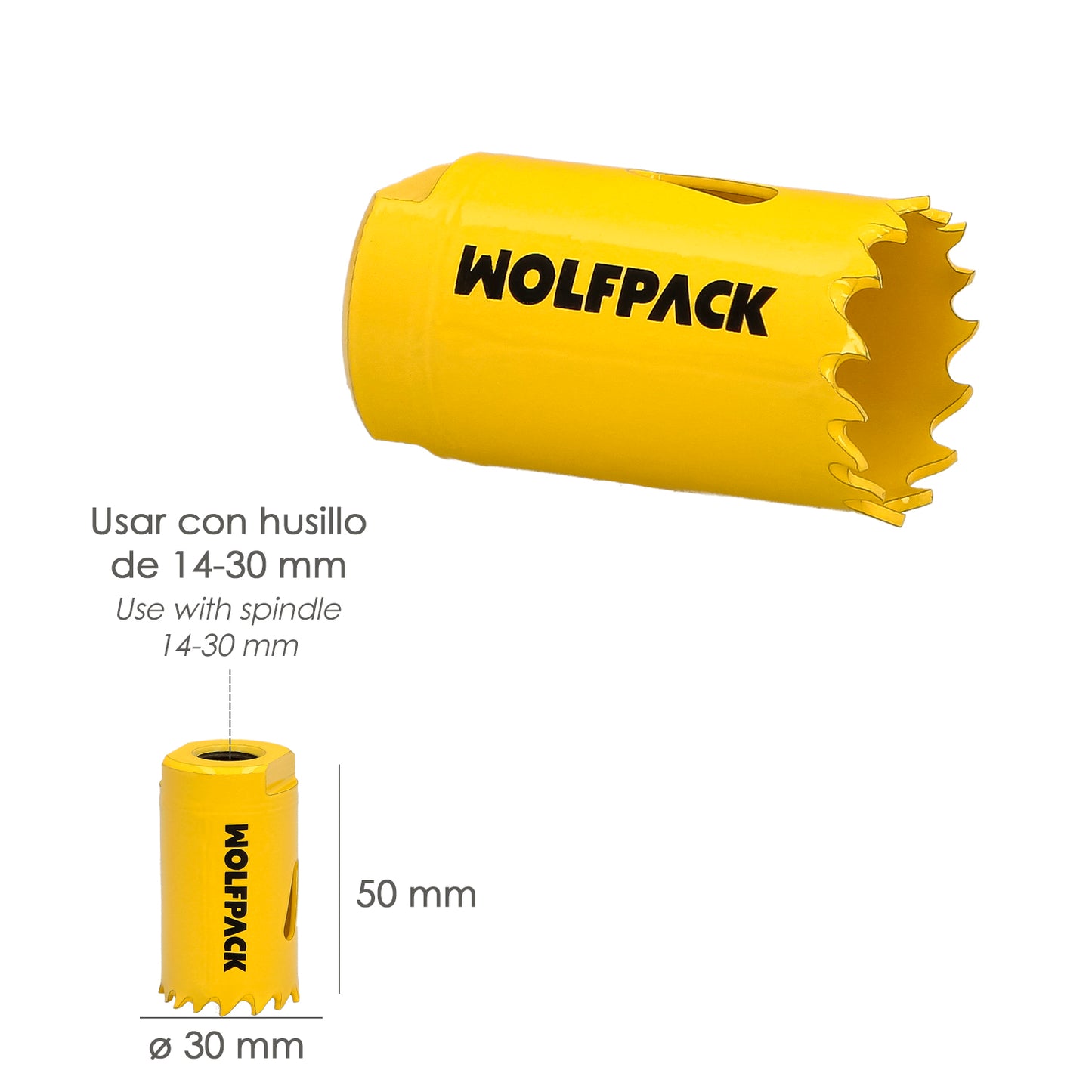 Serra de coroa bimetálica Ø 30 mm. Base Reforçada e Temperada Térmica. Coroa de madeira, furos de madeira, aço, ferro, plásticos