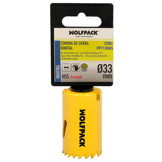 Serra de coroa bimetálica Ø 33 mm. Base Reforçada e Temperada Térmica. Coroa de madeira, furos de madeira, aço, ferro, plásticos