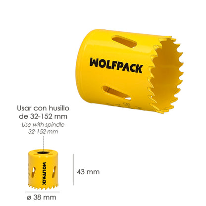 Serra de coroa bimetálica Ø 38 mm. Base Reforçada e Temperada Térmica. Coroa de madeira, furos de madeira, aço, ferro, plásticos