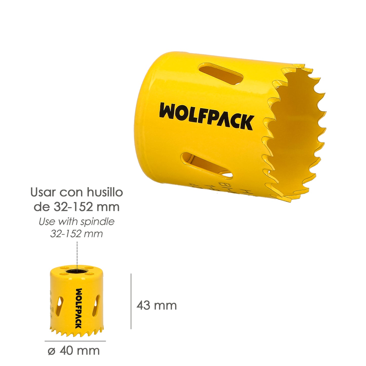 Serra de coroa bimetálica Ø 40 mm. Base Reforçada e Temperada Térmica. Coroa de madeira, furos de madeira, aço, ferro, plásticos