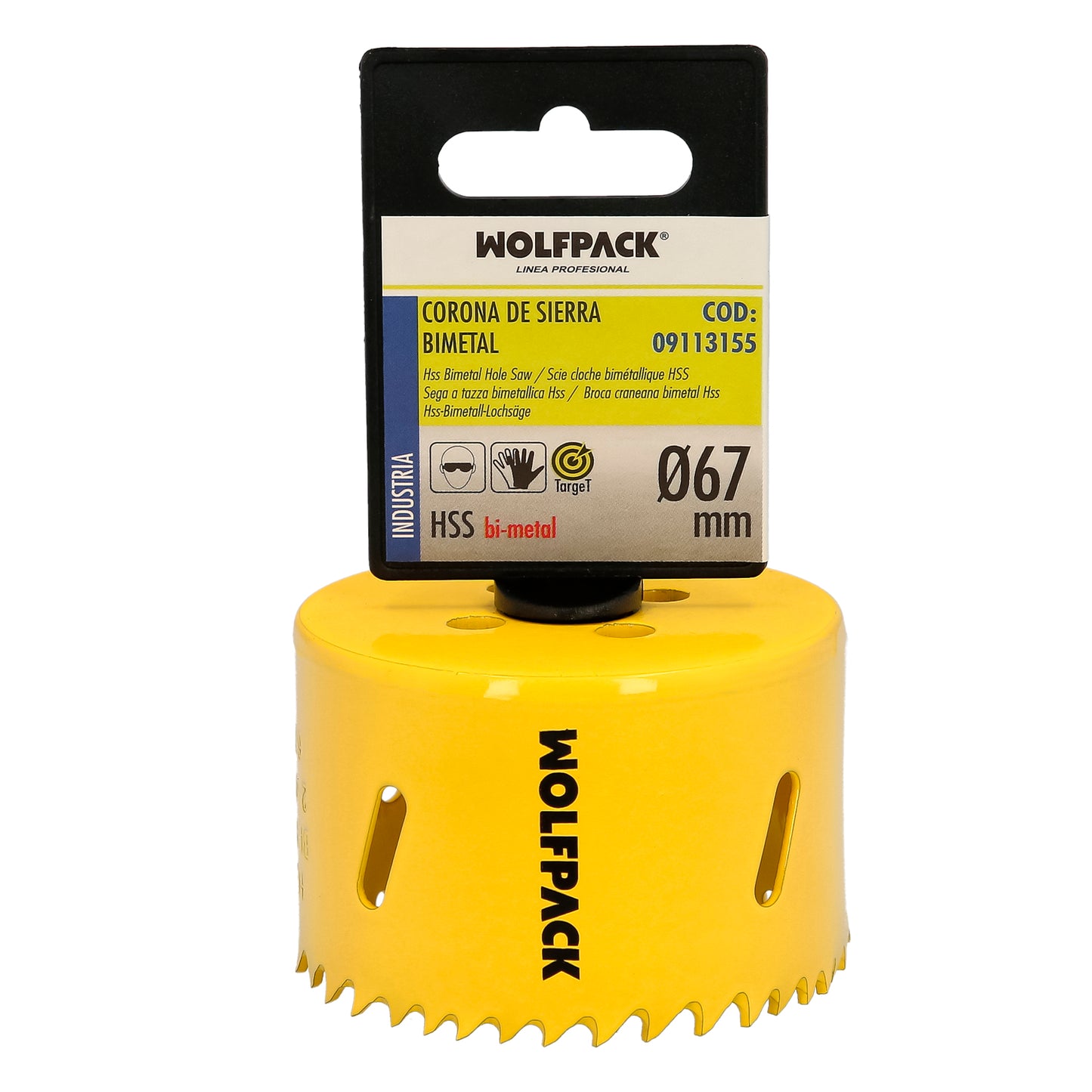 Serra de coroa bimetálica Ø 67 mm. Base Reforçada e Temperada Térmica. Coroa de madeira, furos de madeira, aço, ferro, plásticos