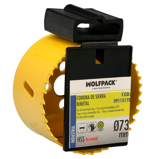 Serra de coroa bimetálica Ø 73 mm. Base Reforçada e Temperada Térmica. Coroa de madeira, furadeira de madeira, aço, ferro, plástico