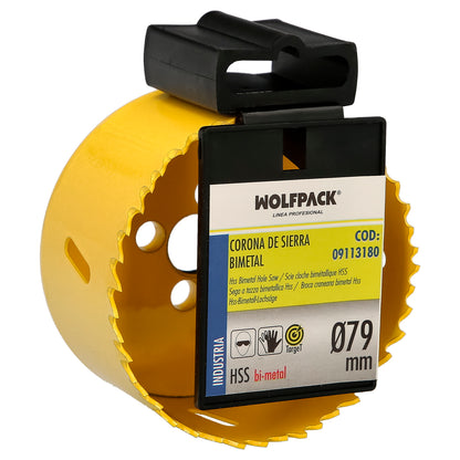 Serra de coroa bimetálica Ø 79 mm. Base Reforçada e Temperada Térmica. Coroa de madeira, furos de madeira, aço, ferro, plásticos